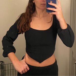 Abercrombie & Fitch Black Long Sleeve Blouse